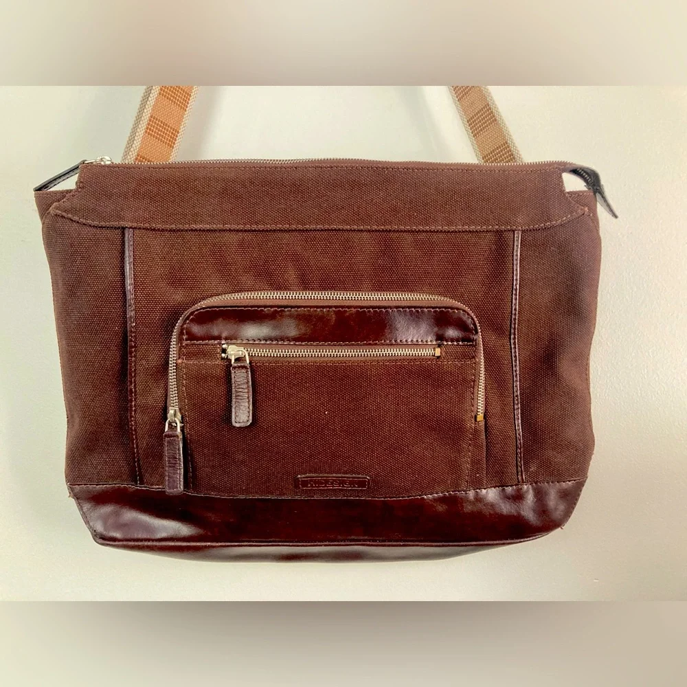 Leather Trim Laptop Bag by Hidesign